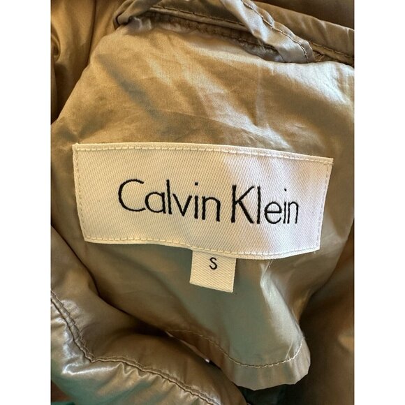 Calvin Klein Puffer Vest Womens Small Champagne‎ Silver Metallic Down Quilted - Picture 9 of 14